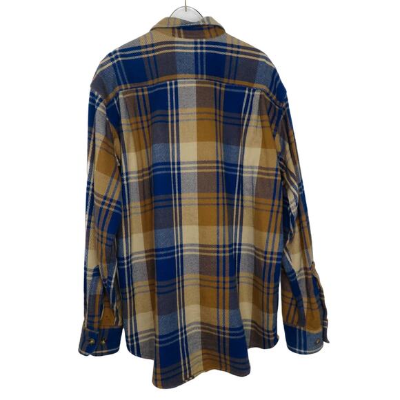 Cabela's Men's Legendary Quality Yellow & Blue Flannel Button Down Shirt Medium - Picture 2 of 4